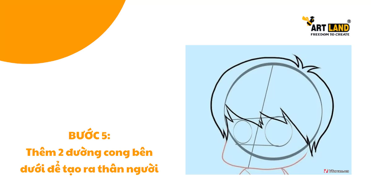 Bắt đầu vẽ các đường nét tóc chính cho nhân vật chibi nam
