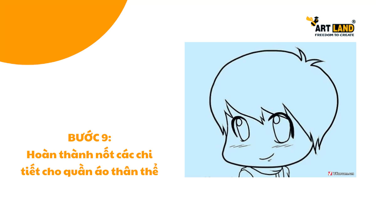 Tô màu cho nhân vật chibi nam để hoàn thiện bản vẽ