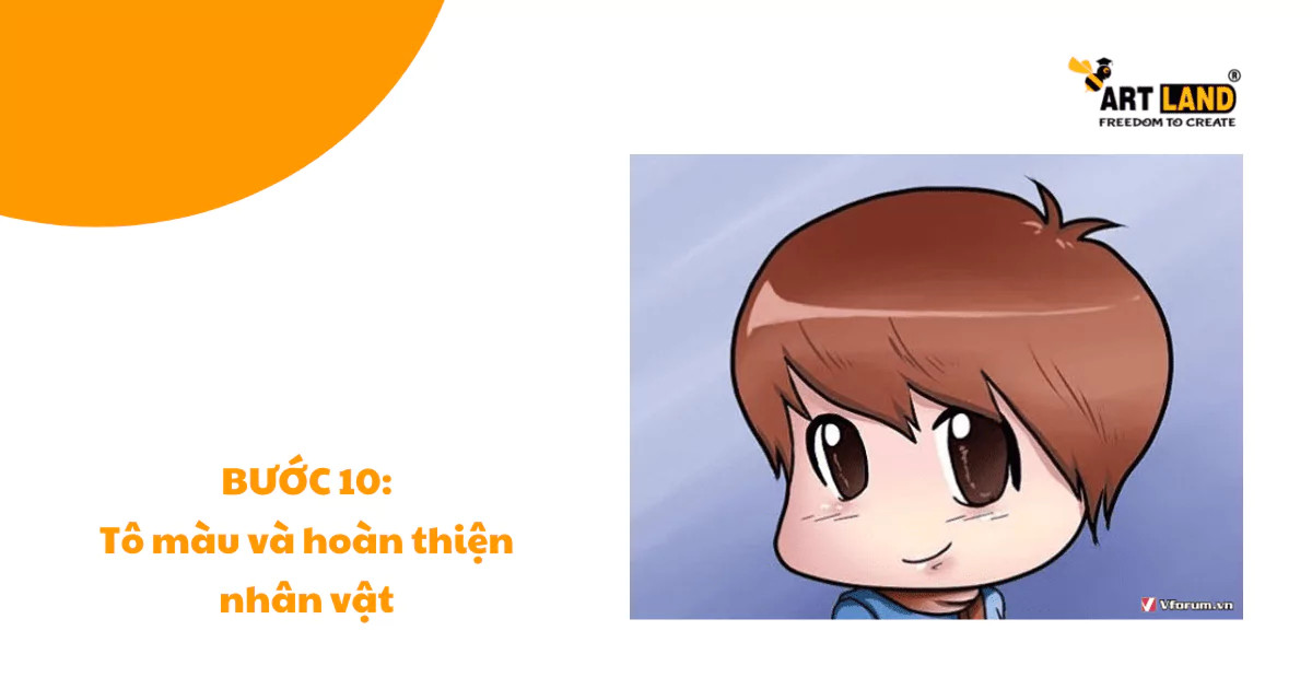 Hình ảnh hoàn thiện của nhân vật chibi nam đã được tô màu