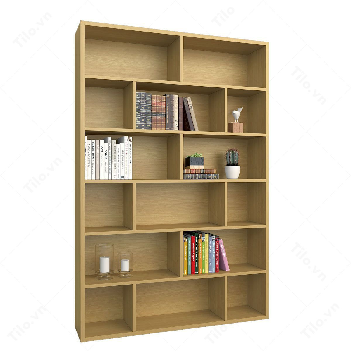 Kệ sách đứng K_12.18_06V với nhiều ngăn, lý tưởng cho việc lưu trữ sách lớn trong góc học tập.