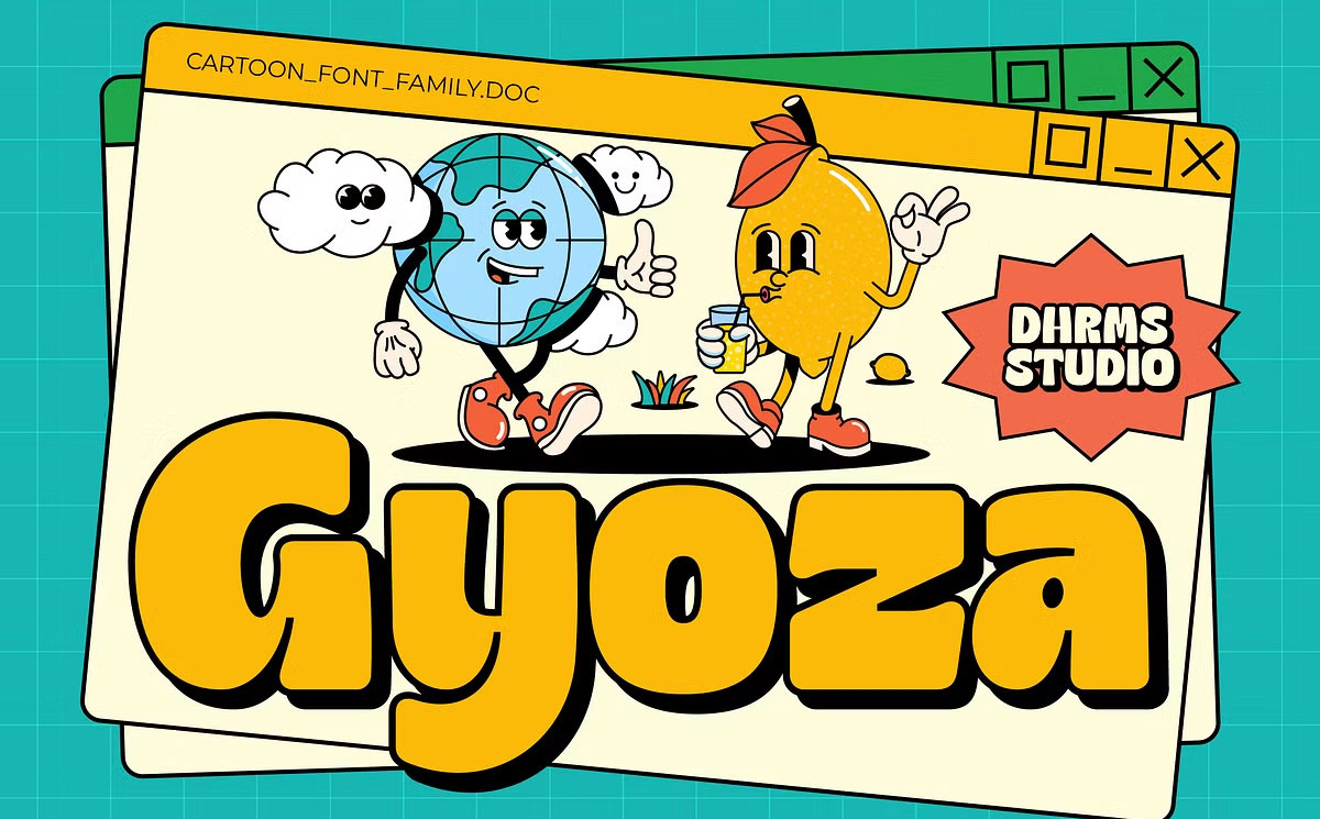 Font chữ TH Gyoza Việt hóa với ký tự béo tròn cho thiết kế ẩm thực