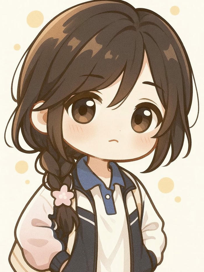Nhân vật học sinh chibi với màu sắc tươi sáng và biểu cảm vui nhộn