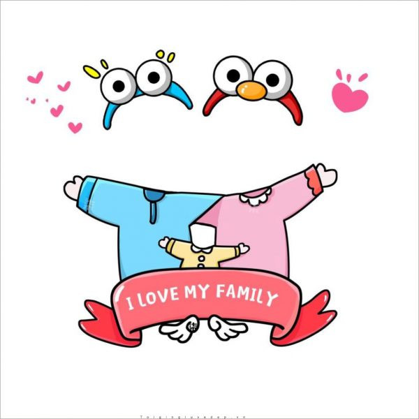 Ảnh chibi ghép mặt gia đình vui vẻ đón Tết