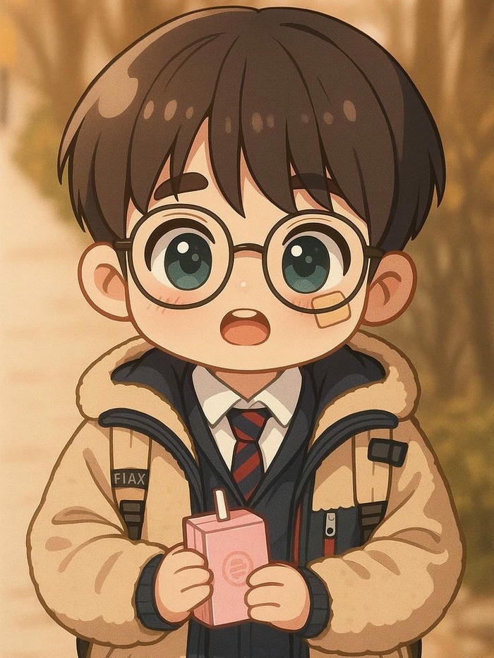 Hình ảnh học sinh nam chibi với phong cách tinh nghịch đáng yêu