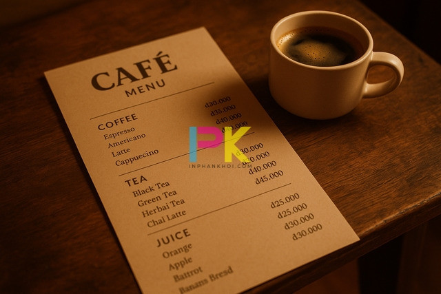Mẫu menu cafe đẹp file Word với phong cách vintage in tại Xưởng In Phan Khôi
