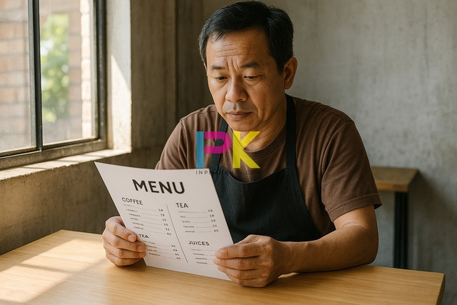 Mẫu menu đơn giản file Word khổ A4 được in kỹ thuật số tại Xưởng In Phan Khôi