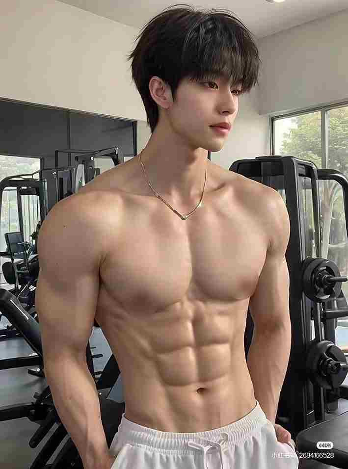 Chàng trai với cơ bụng sáu múi tại bãi biển đầy nắng