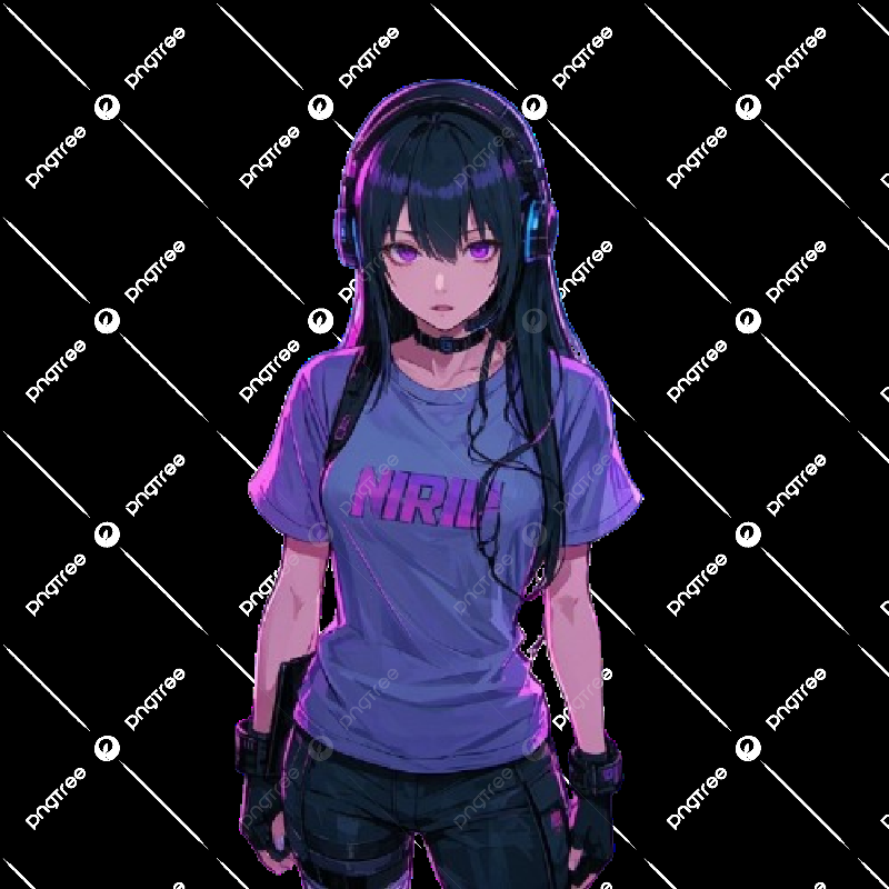 Hình ảnh anime nữ ngầu trong bối cảnh thành phố tương lai đầy ánh đèn neon