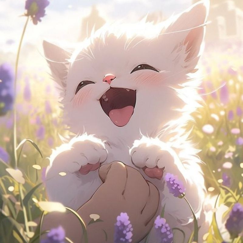 Mèo anime với đôi mắt to long lanh phong cách Nhật Bản