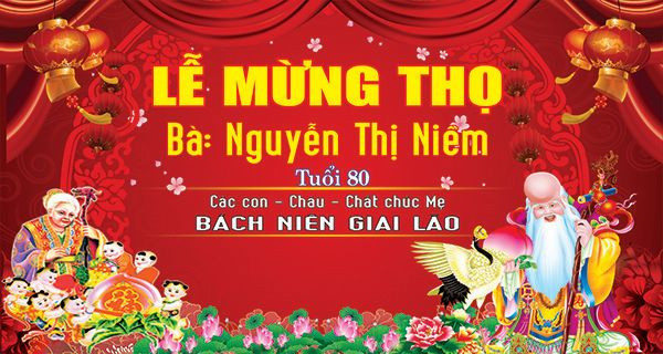 Thiết kế background lễ mừng thọ đẹp, sang trọng