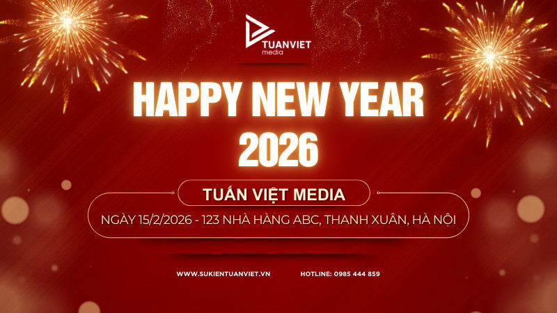 Backdrop tiệc tất niên hiện đại