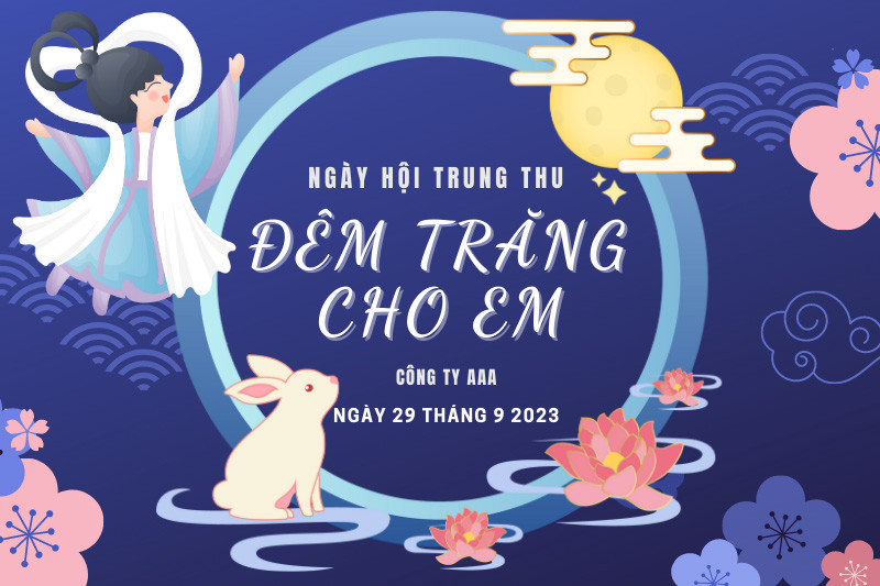 Backdrop trung thu với chủ đề “Đêm trăng cho em”