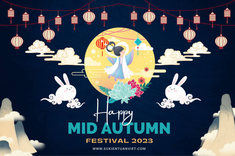 Mẫu backdrop trung thu đẹp mắt – Happy Mid Autumn