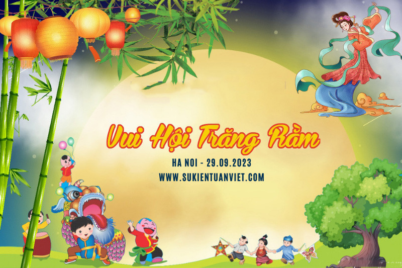 Khi thiết kế background sự kiện Trung thu cần lựa chọn những hình ảnh phù hợp với các bé thiếu nhi