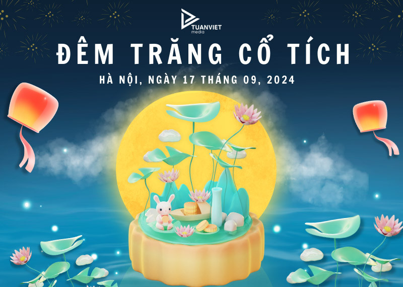 Backdrop Trung thu với chủ đề – Đêm trăng cổ tích