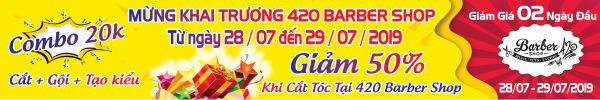 Băng rôn khai trương barber shop cắt tóc nam