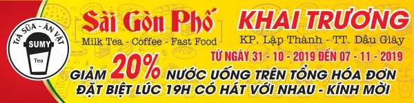 Băng rôn khai trương quán cà phê