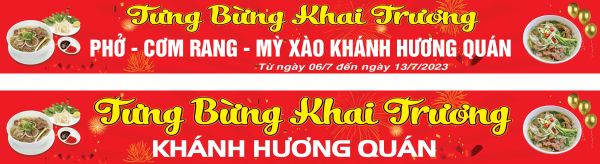 Băng rôn khai trương quán phở, cơm, mì xào