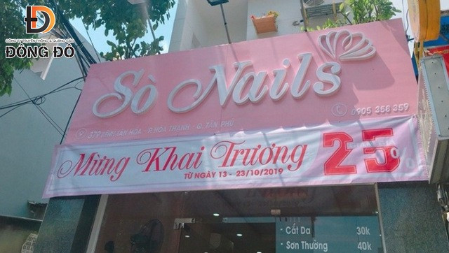 Mẫu băng rôn mừng khai trương tiệm Sò Nails nổi bật