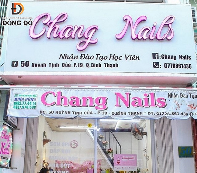 Mẫu băng rôn khai trương shop nail phong cách trẻ trung, năng động