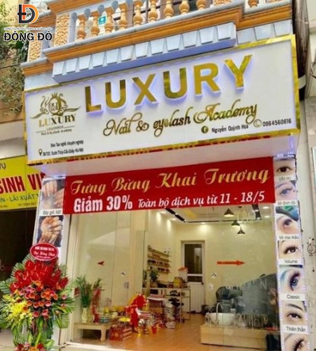 Mẫu băng rôn shop nail đẹp trang trí khai trương