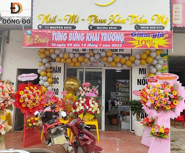 Mẫu băng rôn khai trương cửa hàng nail thiết kế bắt mắt và hiện đại
