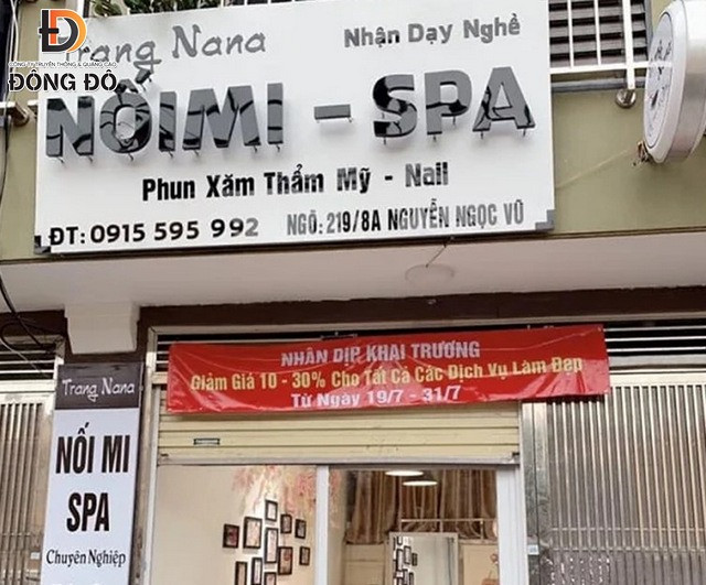 Mẫu băng rôn khai trương thiết kế cơ bản thông báo khai trương tiệm nail
