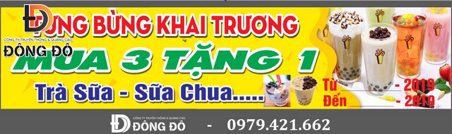 Mẫu băng rôn khai trương trà sữa đẹp