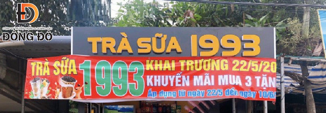Mẫu băng rôn khai trương tiệm trà sữa thiết kế đơn giản – hiệu quả