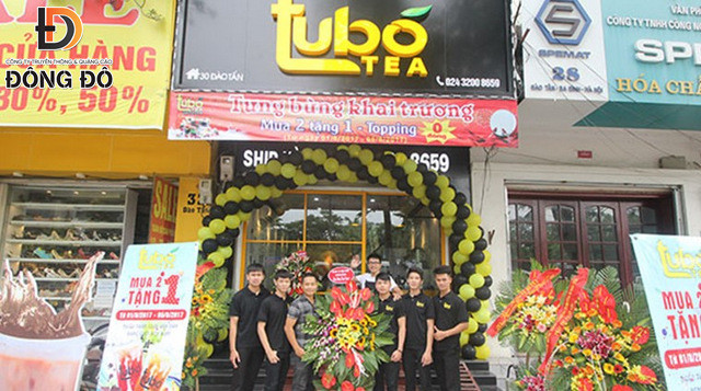 Mẫu bandroll quảng cáo khai trương trà sữa trang trí quán