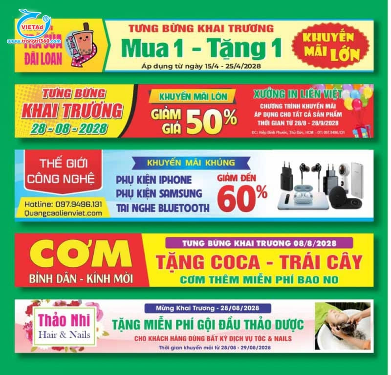 Mẫu băng rôn khai trương, khuyến mãi 2