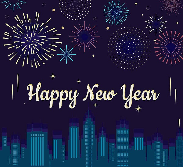 Banner pháo hoa năm mới vector
