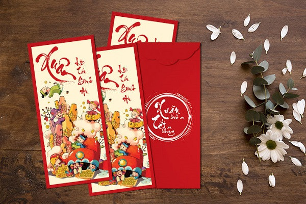 Bao lì xì vector với các họa tiết truyền thống