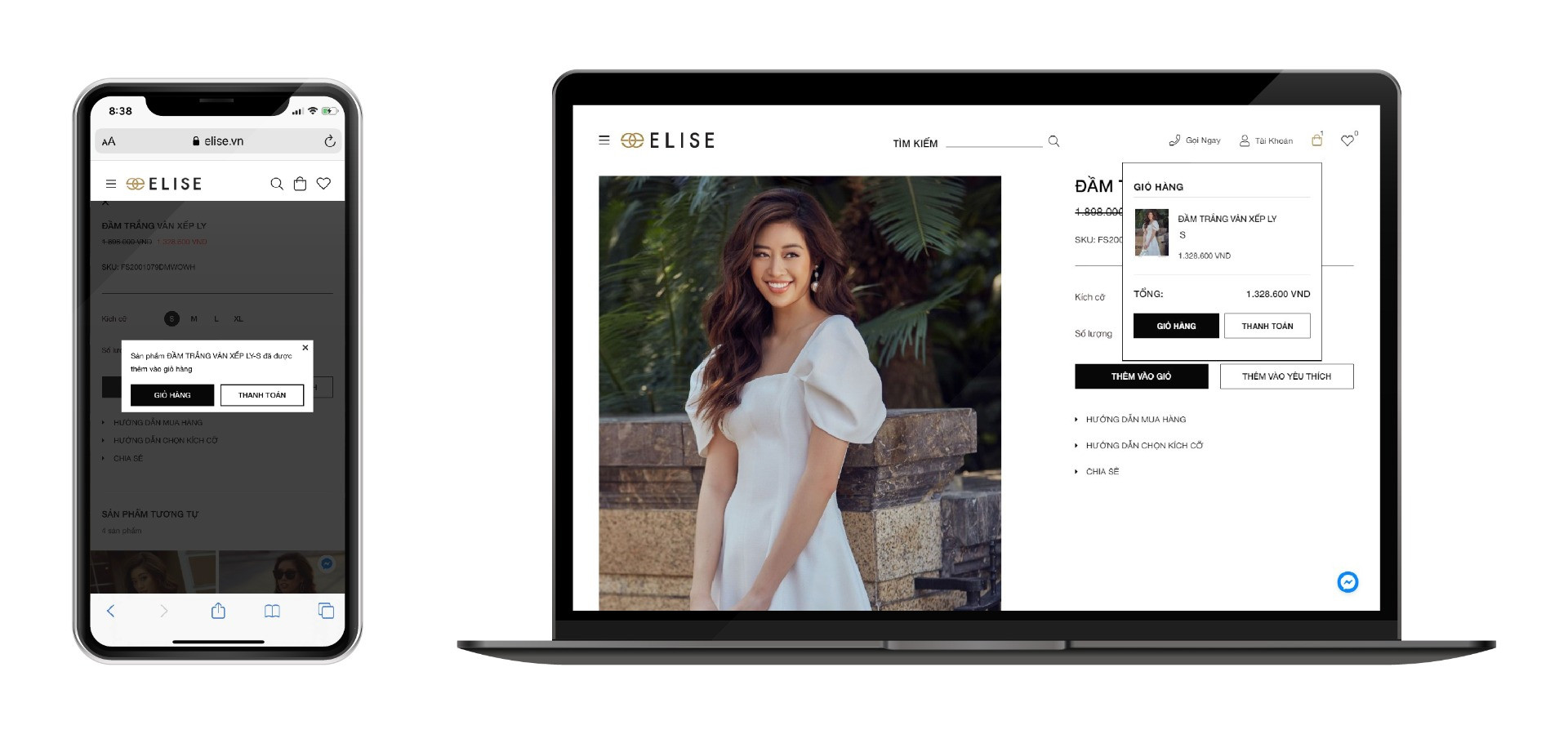 Minh họa quy trình tìm kiếm và thêm sản phẩm vào giỏ hàng trên website