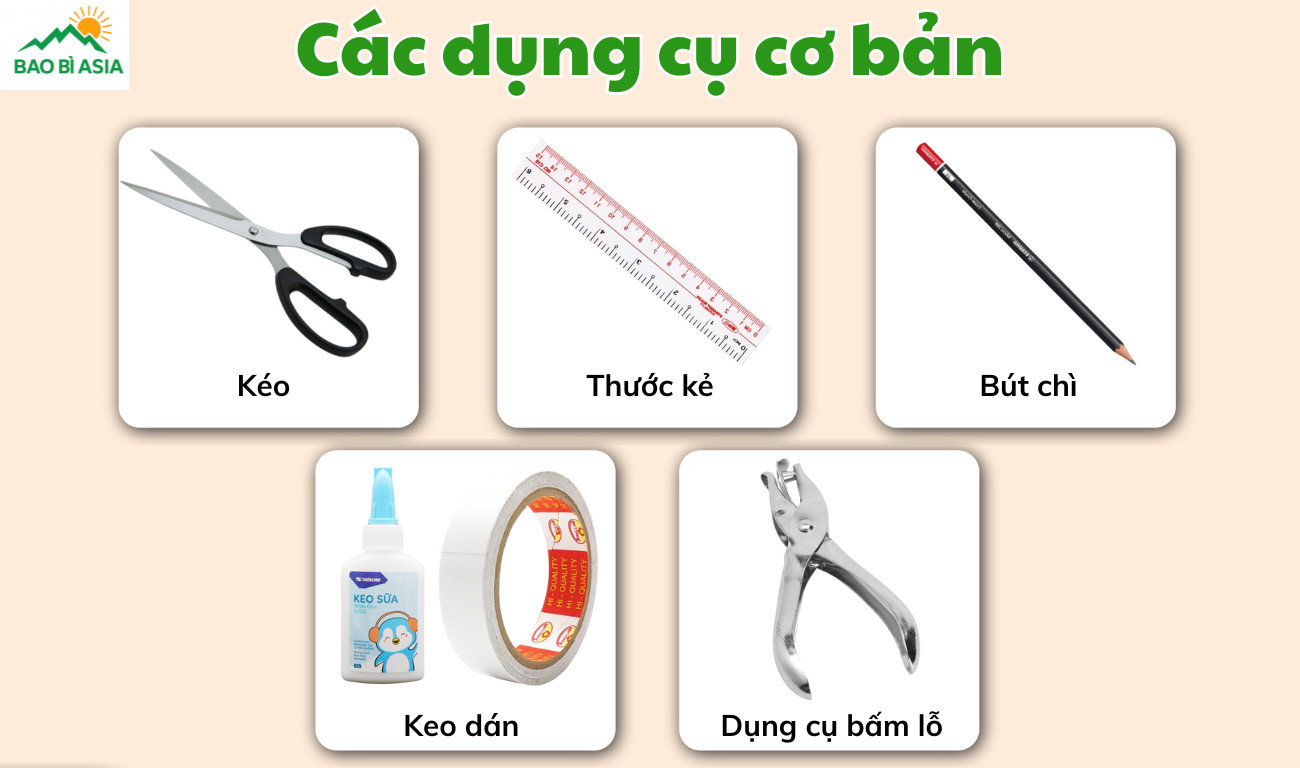 Các dụng cụ cơ bản để tự làm túi giấy tại nhà