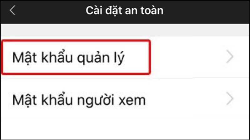 Chọn Mật khẩu quản lý