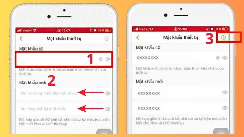 Lần lượt nhập mật khẩu cũ và mật khẩu mới vào và Lưu thay đổi