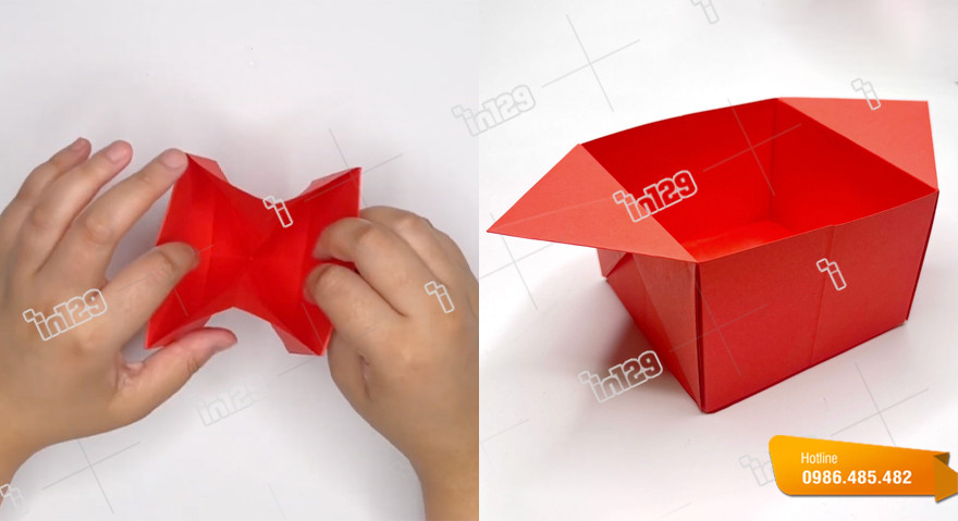 Chiếc hộp hình vuông đã hoàn thành từ giấy A4