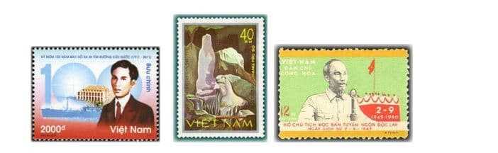 Tem Bác Hồ tại Bến Nhà Rồng, Pác Bó, Ba Đình