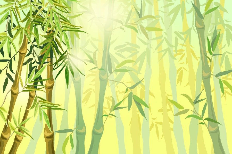 Background cây tre vector với cảm hứng từ tranh thủy mặc