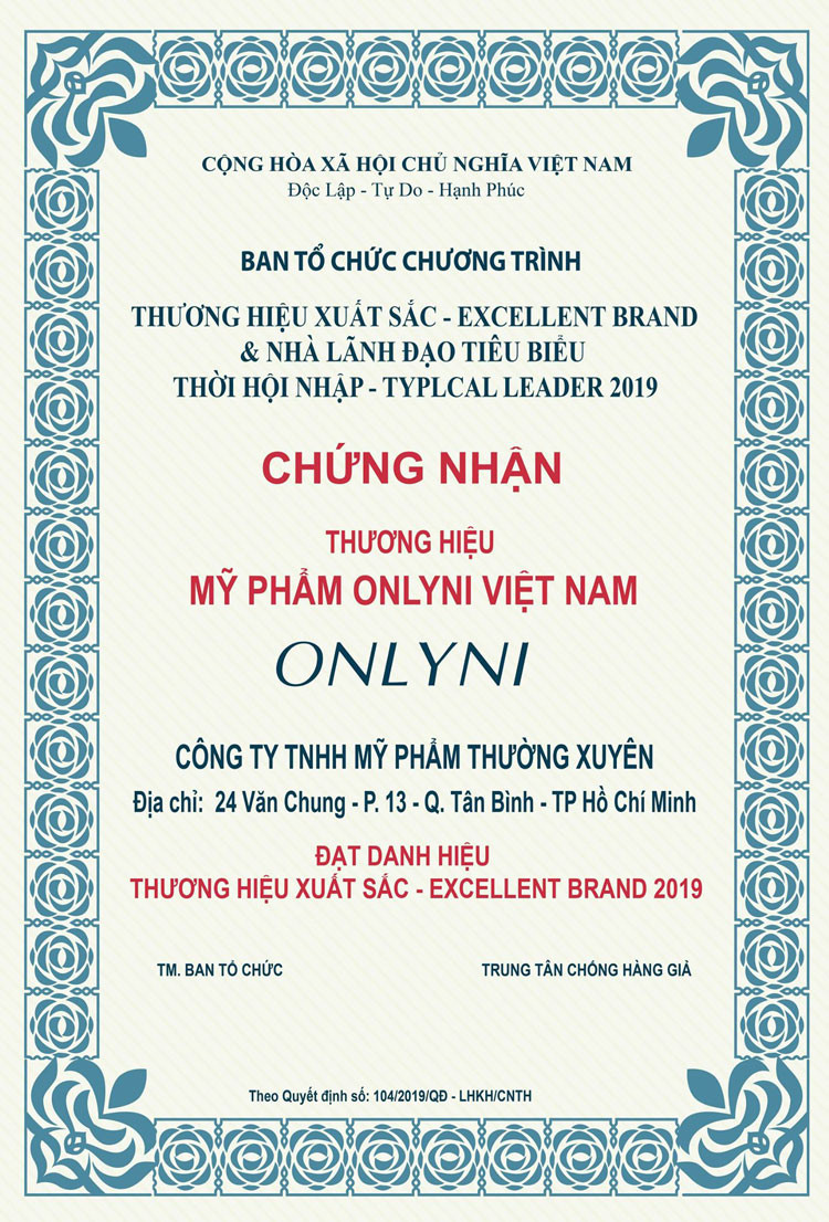 Giấy chứng nhận thương hiệu dành cho sản phẩm mỹ phẩm