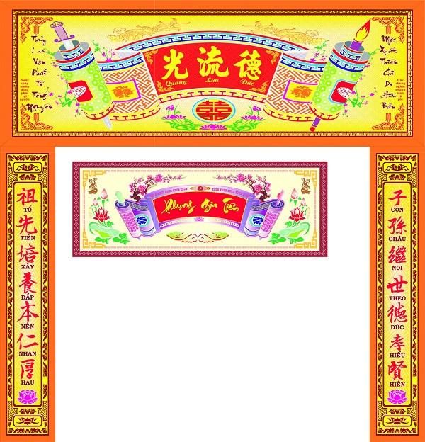 Cuốn thư gia tiên vector thể hiện lòng kính trọng