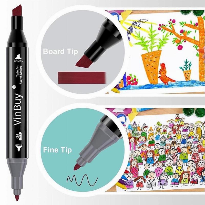 Bộ dụng cụ cần thiết để thực hiện vẽ tranh đơn giản cute bao gồm bút line và màu marker
