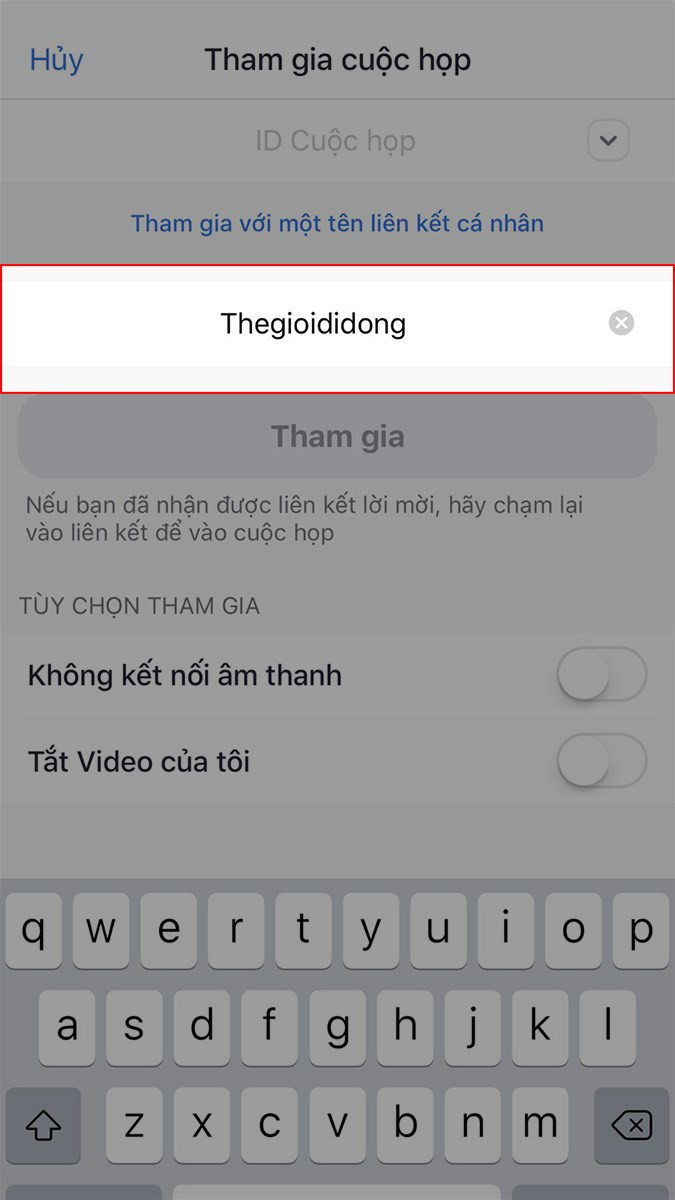 Trường nhập tên hiển thị trên Zoom mobile trước khi vào phòng họp