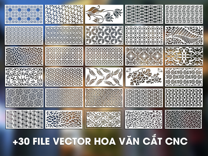 Mẫu file vector hoa văn cắt CNC đa dạng để ứng dụng thiết kế