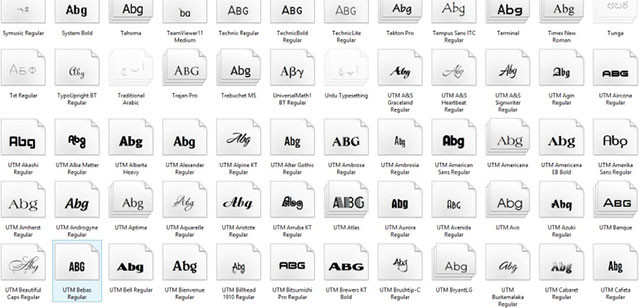 Tổng hợp các kiểu chữ đa dạng trong Bộ font UTM hỗ trợ gõ tiếng Việt
