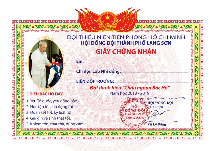 Mẫu giấy khen đội thiếu niên tiến phong