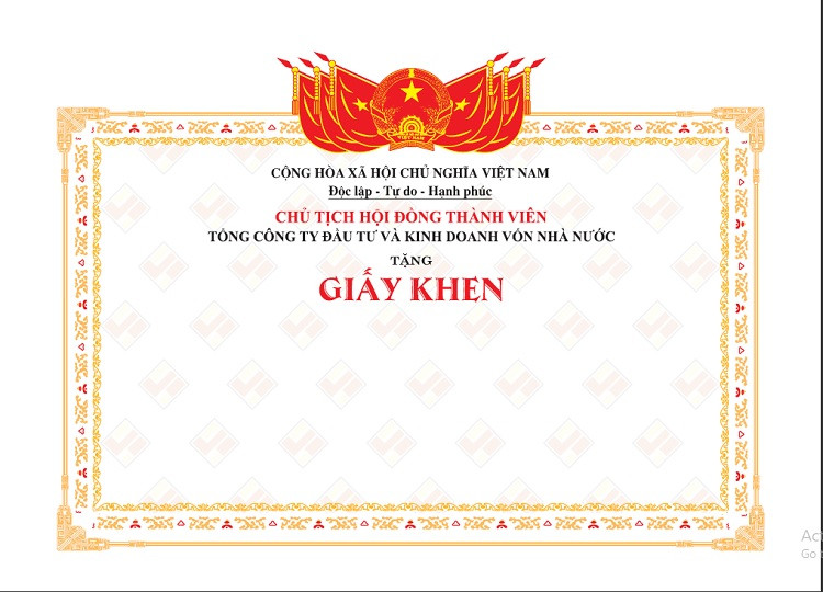 Mẫu giấy khen cho công ty