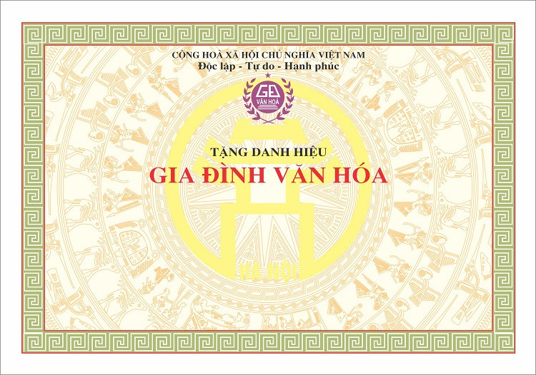 Mẫu giấy khen danh hiệu Gia đình Văn hóa