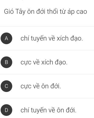 Minh họa gió Tây ôn đới thổi từ vùng chí tuyến về vùng ôn đới